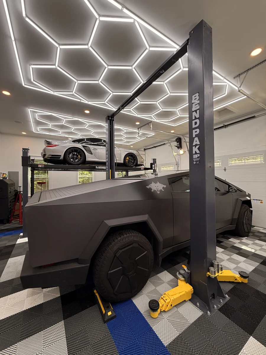 The Collector's Garage garage lift and lighting