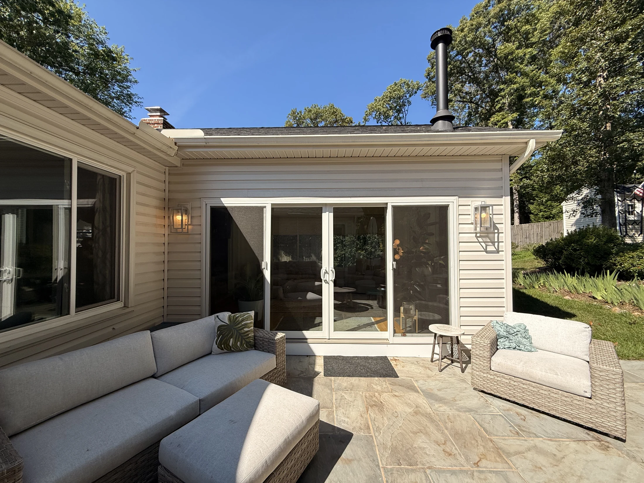 Patio view toward the sunroom sliding doors