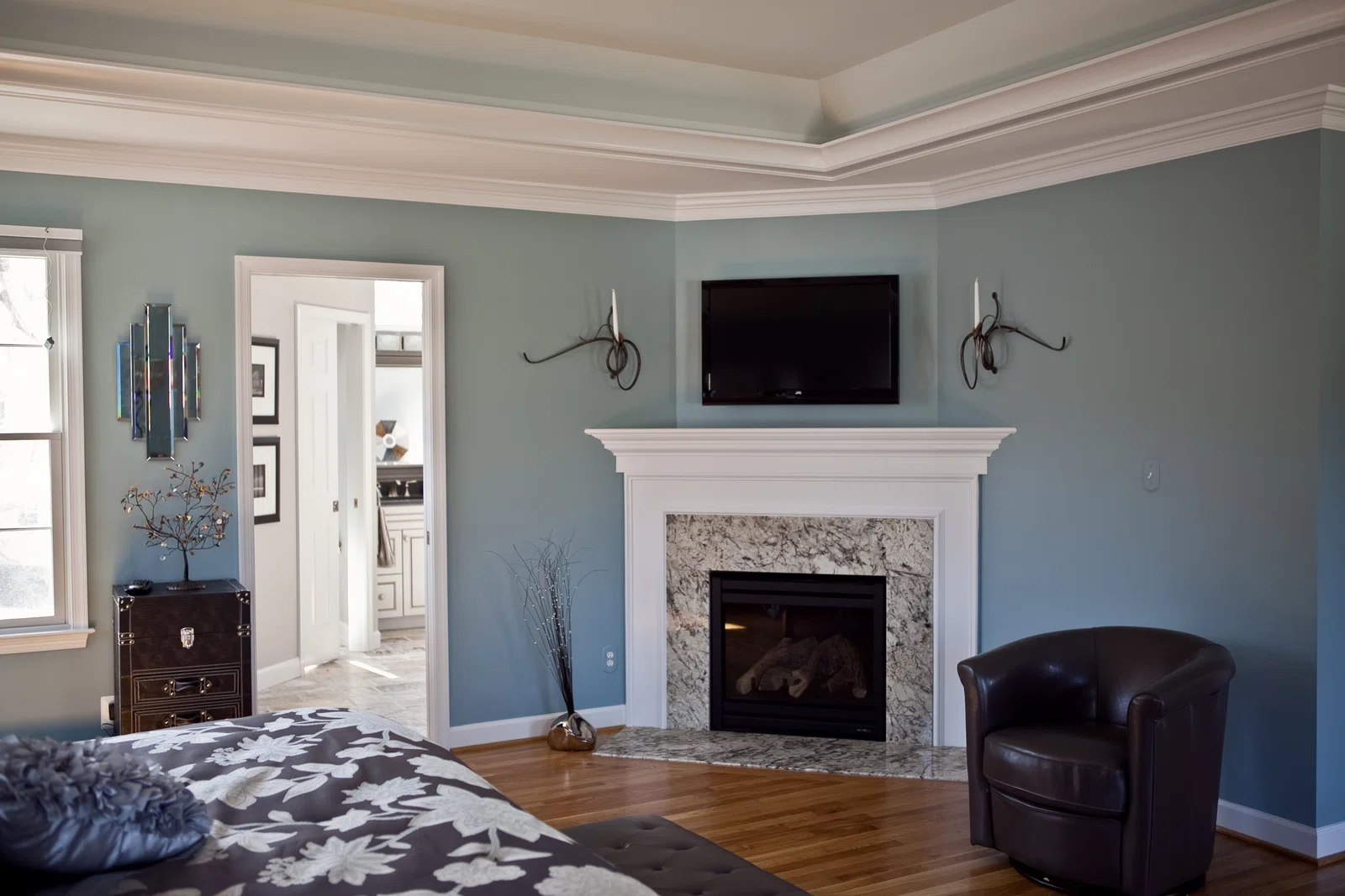 The Primary Suite Addition bedroom fireplace