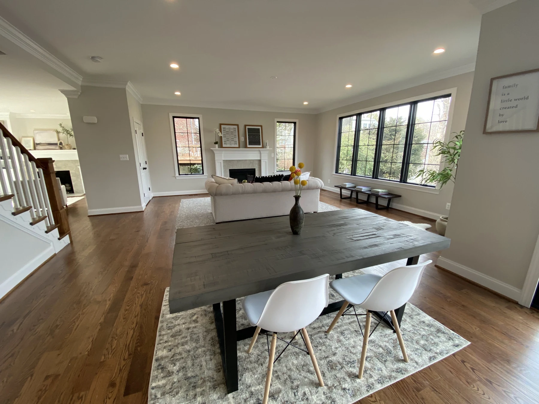 Three-Story Transformation open dining and living area