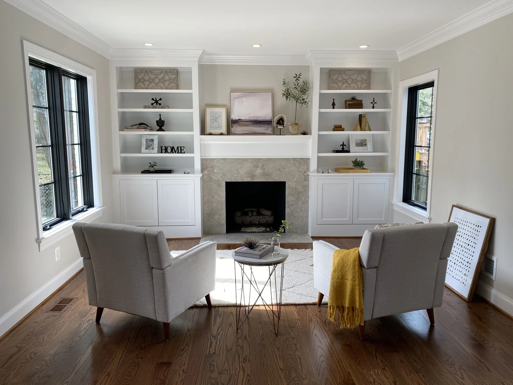 Three-Story Transformation custom fireplace built-ins